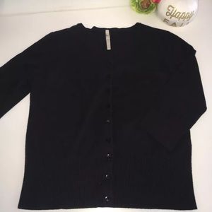 Leo & Nicole 3/4 Sleeve Fitted Cardigan Black M